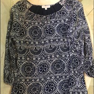Tory Burch Navy Long Sleeve Peasant Top